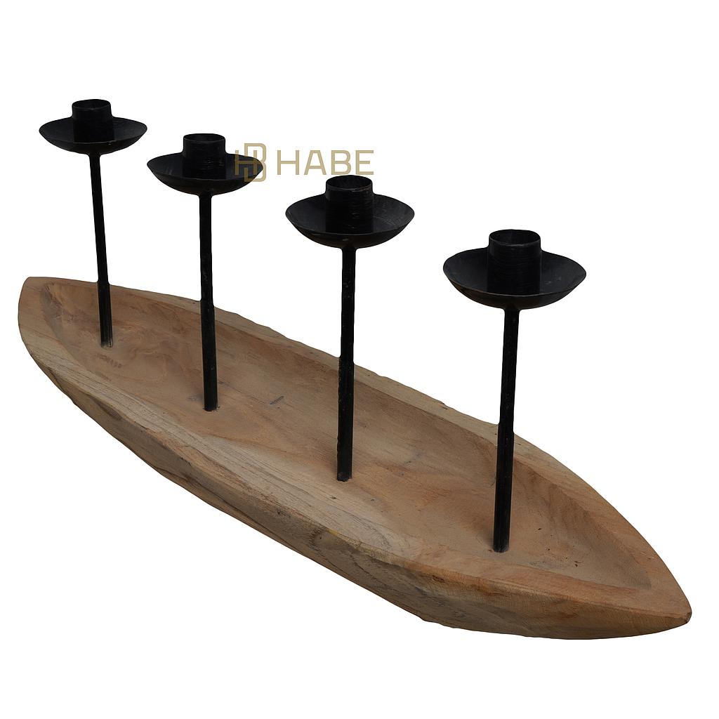Candle Holder Teak 58x16x6 cm Natural