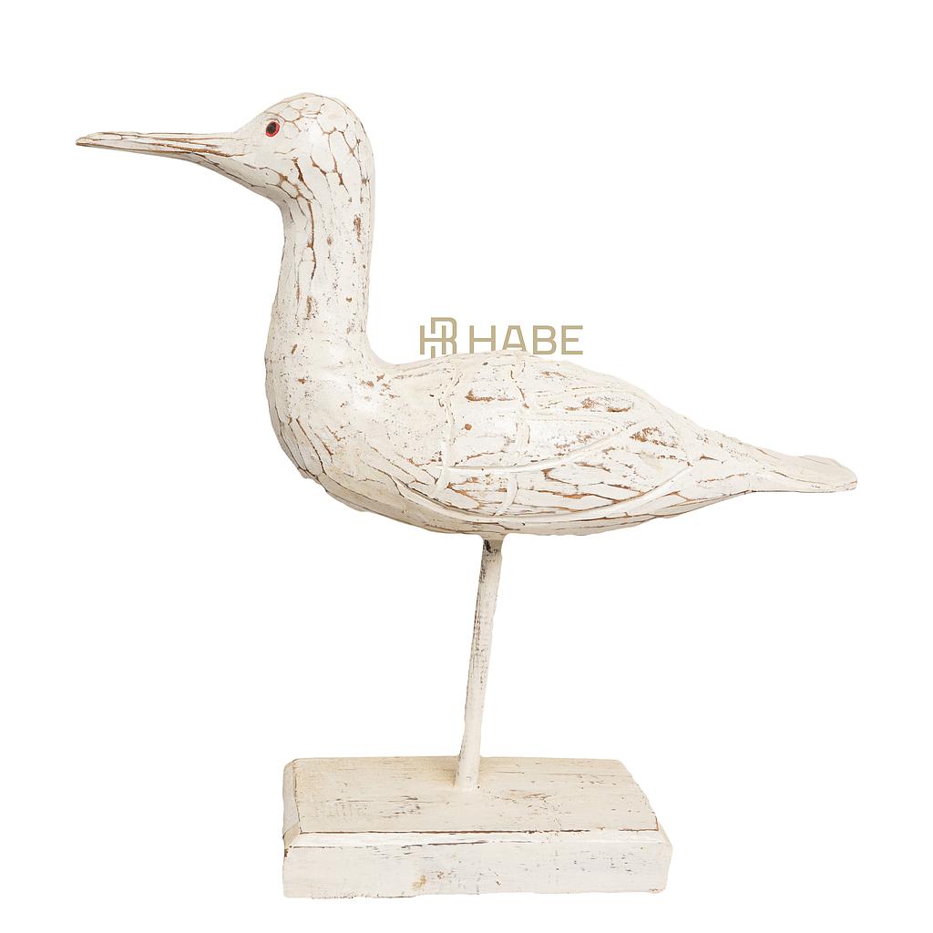 Bird on Stand Wood 46x13x38 cm White Wash