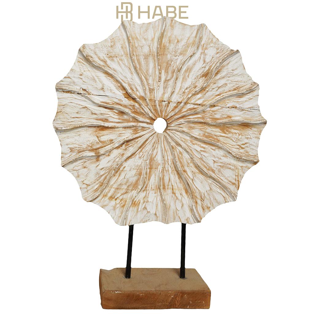 Carved Slice on Stand Teak  Natural White Wash