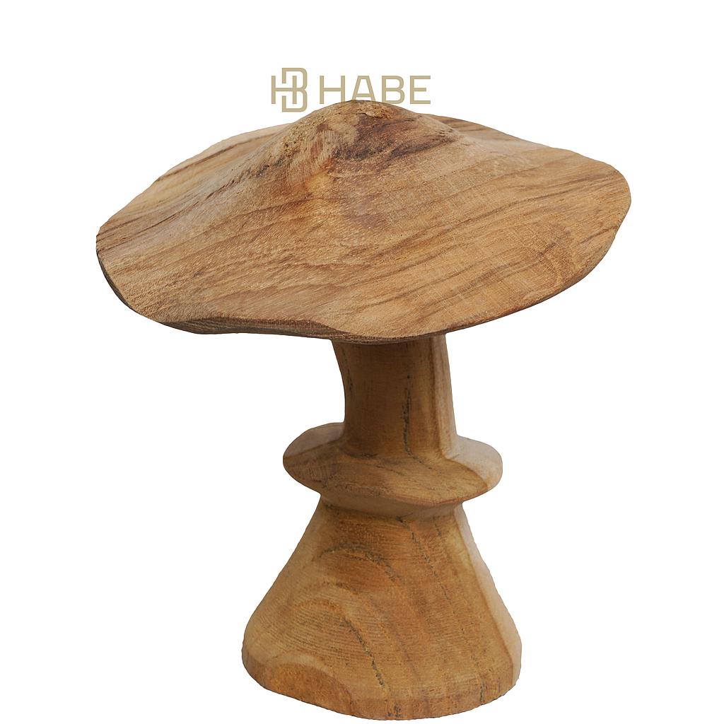 Mushroom Porcini Teak 8x8x10 cm Natural