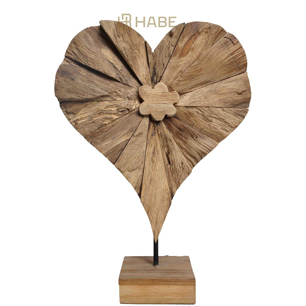 Heart on Wood Stand Natural