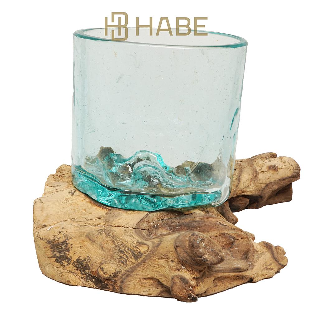 Glass on Wood 27X27X16 cm Natural