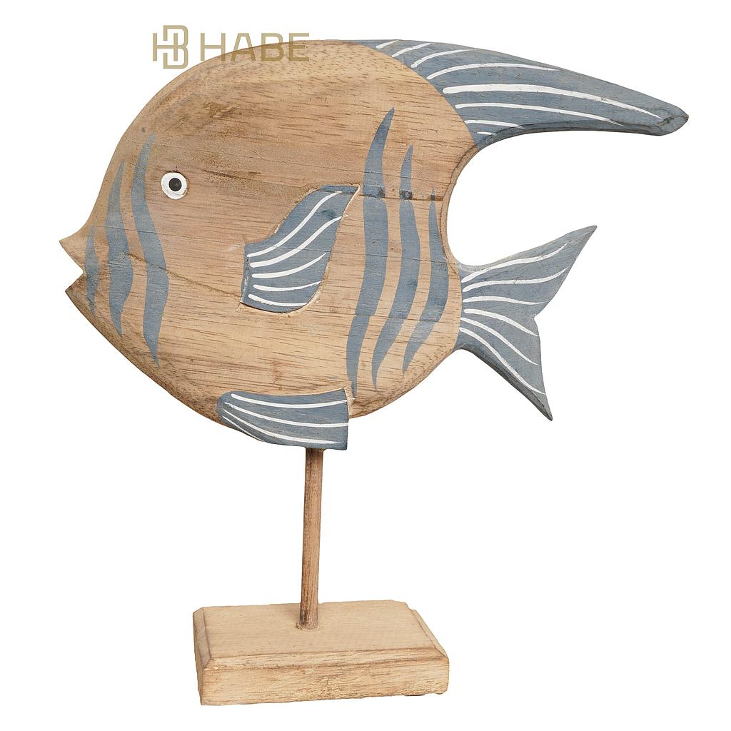 Fish on Stand Wood 28x8x28 cm Multi