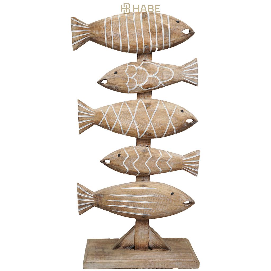Fish on Stand M Wood 30x16x65 cm White Wash