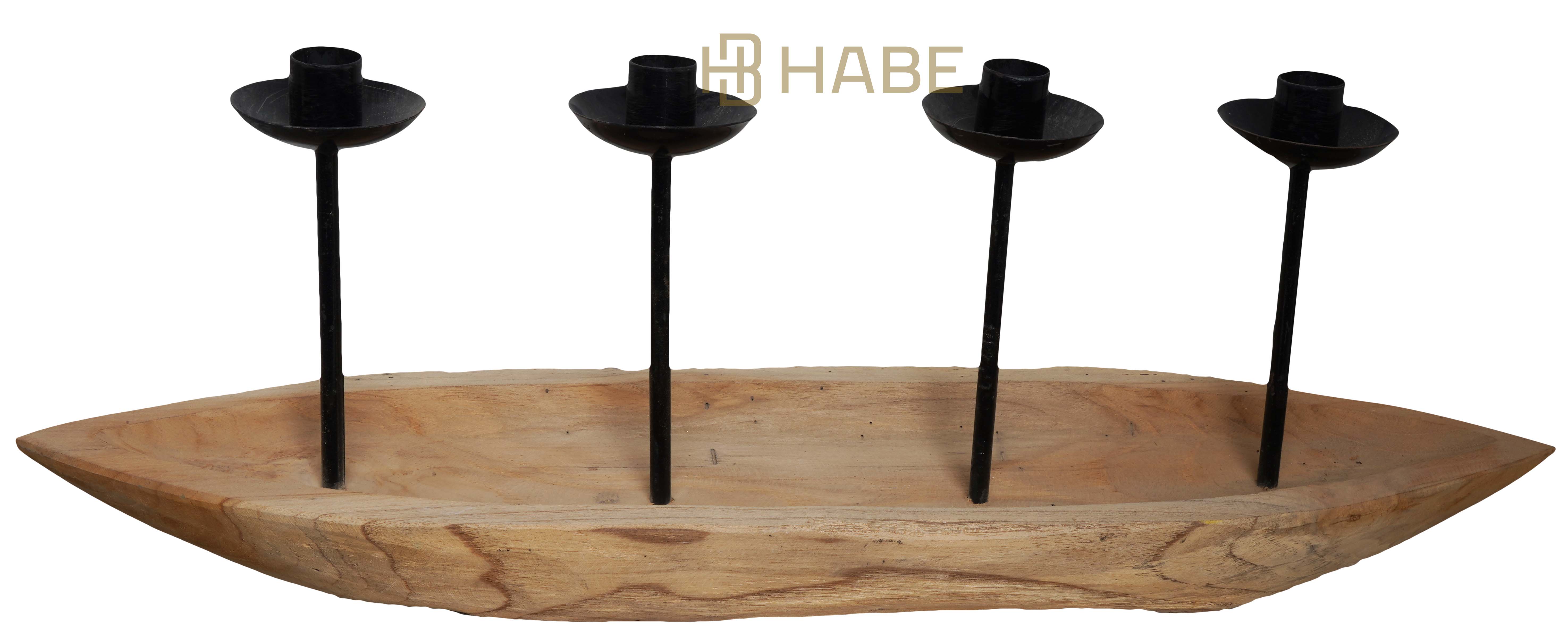 Candle Holder Teak 58x16x6 cm Natural