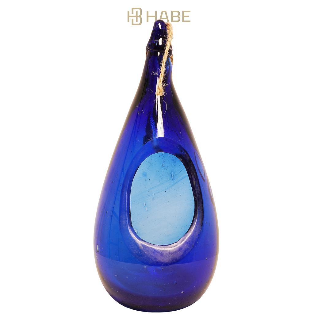 Molten Recycled glass drop dia10x23cm Blue
