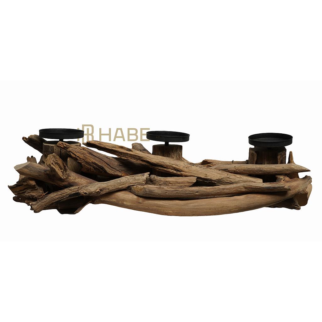 Candle Holder Driftwood 58x20x14,5 cm Natural
