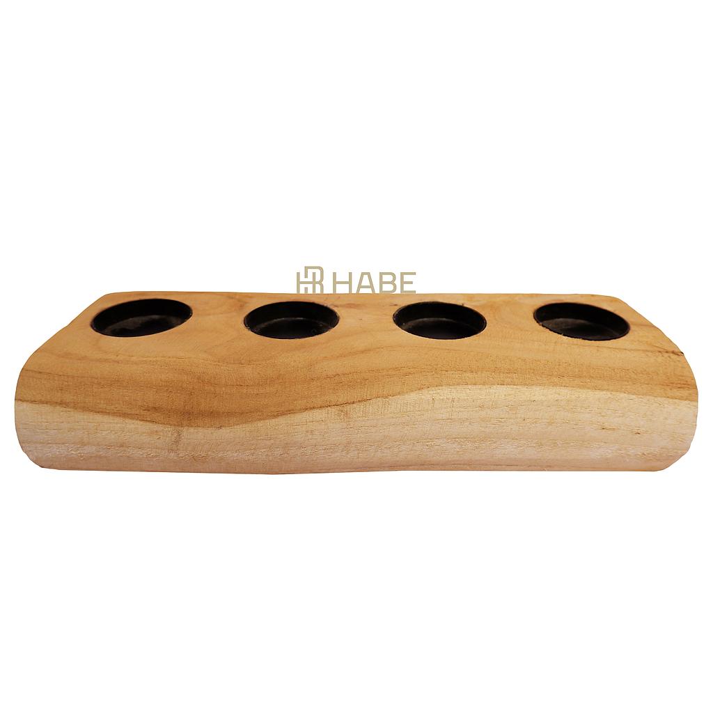 Teak Tea Light Holder 28x11x6 cm Natural