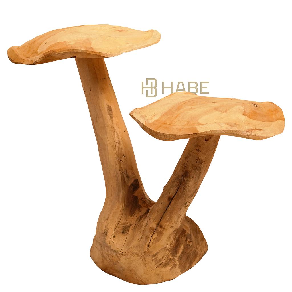 Teak Double Mushroom 42x26x39cm Natural
