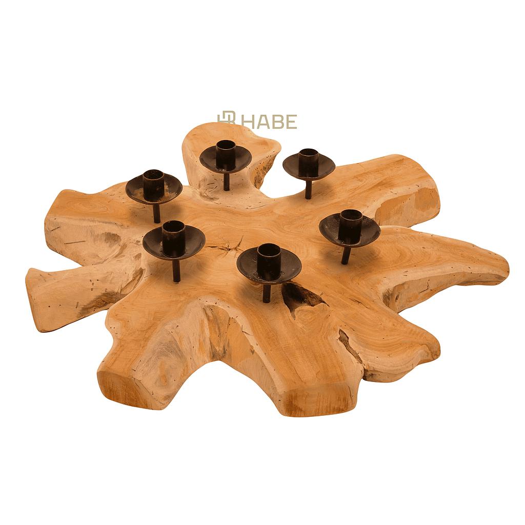 Candle Holder Slice Teak 60x57x12 cm Natural 