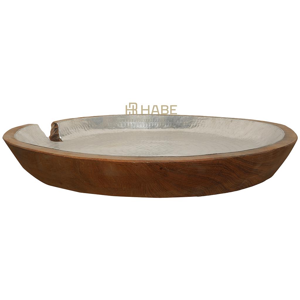Teak Bowl Plate  Alu S 29x29x4 cm Natural/Silver