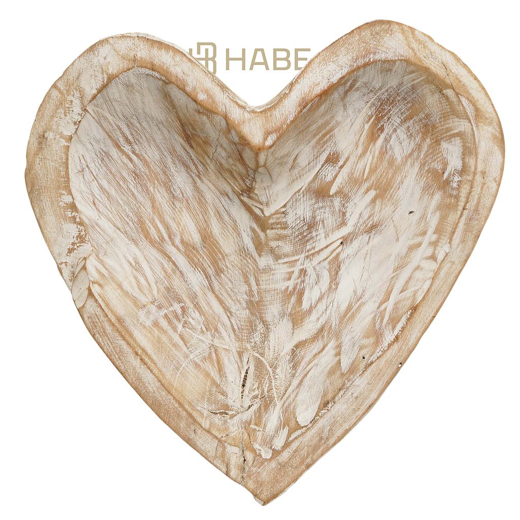 Heart bowl S teak 25x25x4.5 cm White-wash