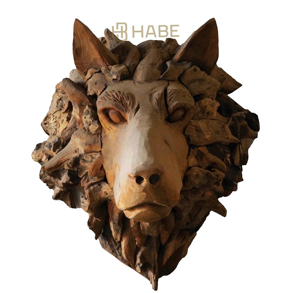 Wall Wolf Head (Kepala Serigala dinding) 48x55x44 cm Natural