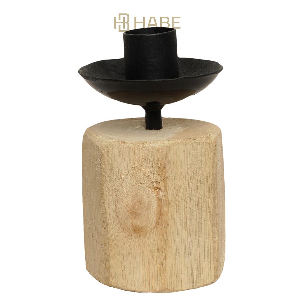 Single dinner candle holder block 7x7x12 cm Natural