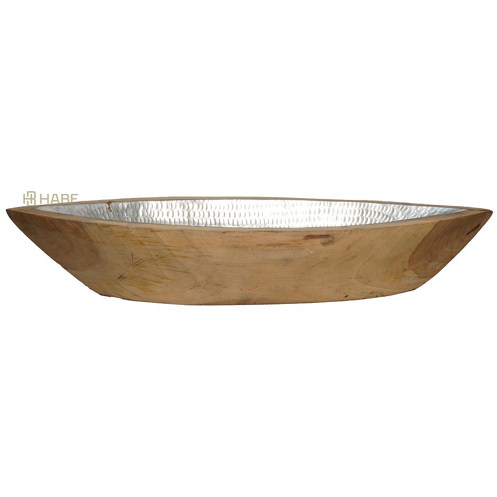 Boat bowl S teak / alu 48x15.5x8 cm Natural/Silver