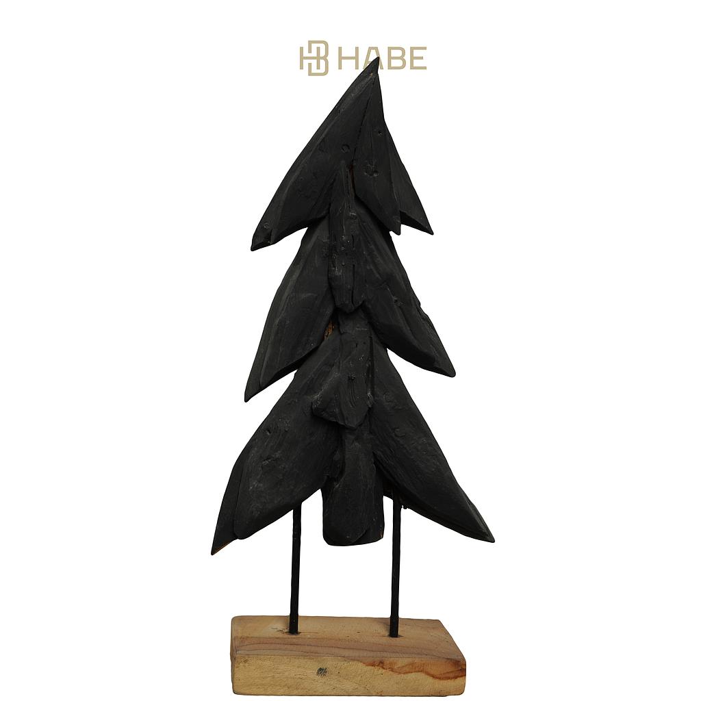 Christmas tree on stand S teak 24x10x48 cm Tree black, Natural base