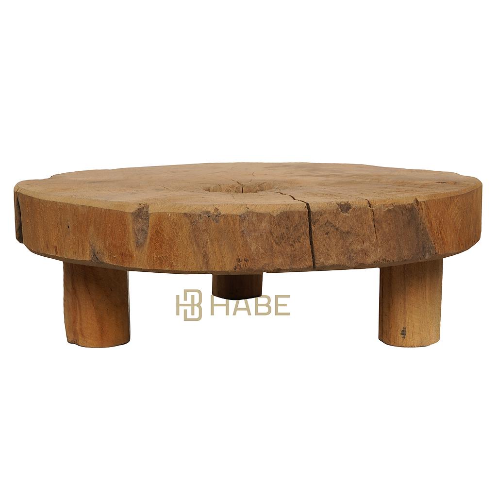 Teak Plate with 3 Legs 20x20x7 cm (slice 3 cm thick, legs 4 cm high) Natural