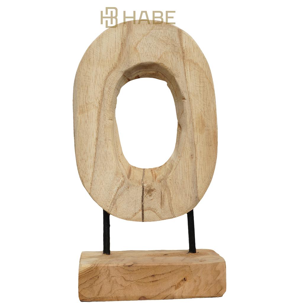 Statue oval figure teak on stand 15x9x28 cm  Natural