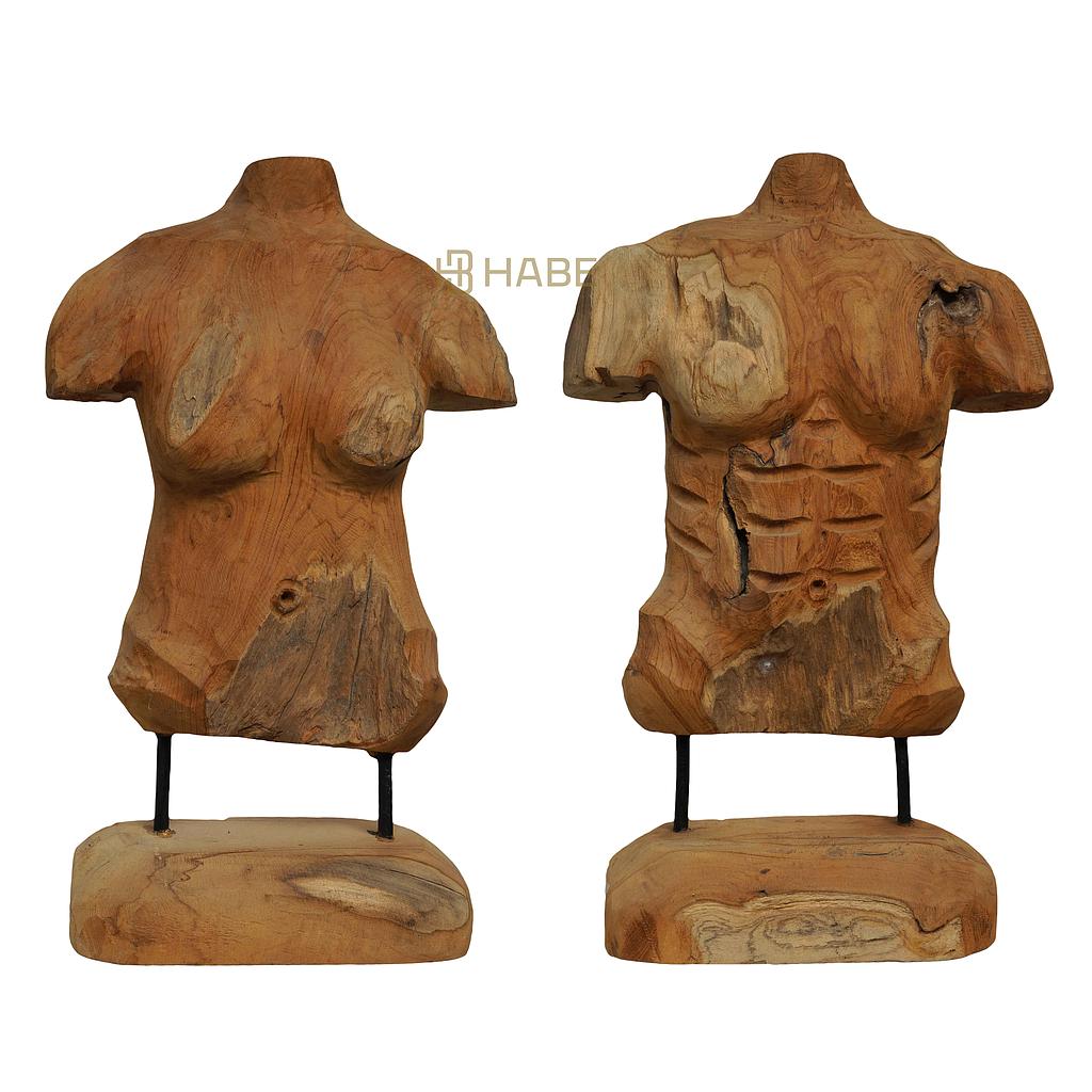 Statue male/female teak 24x12x38 cm A/2  Natural