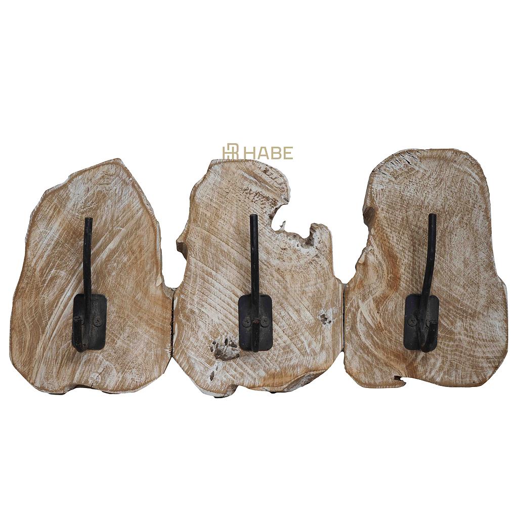 Slice Coat Rack Teak 46x20x10 cm White Wash