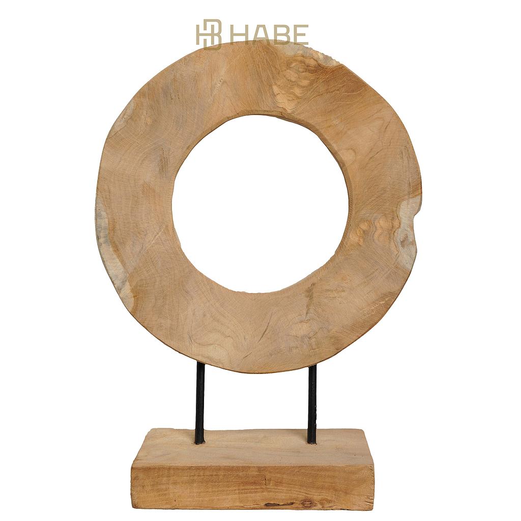 Statue Circle Teak on Stand Natural