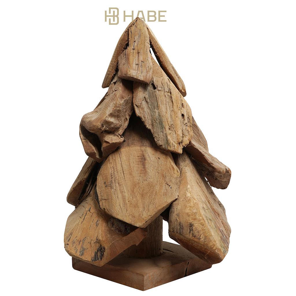 Teak Christmas Tree 3D on Foot 30 cm Natural