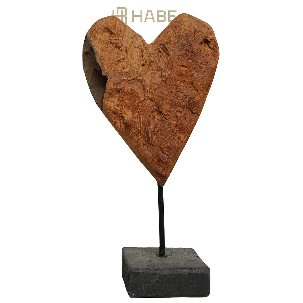 Teak Heart on Stand Natural
