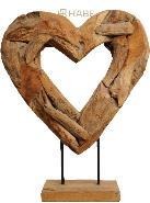 Open Heart on Stand Teak Erosion Natural
