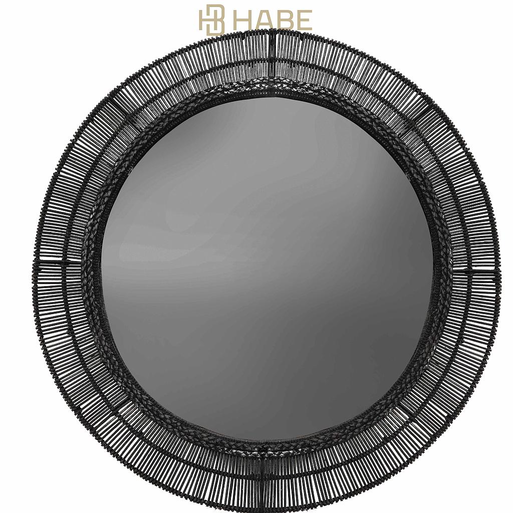 Rattan Mirror 76x76x3,5 cm Black