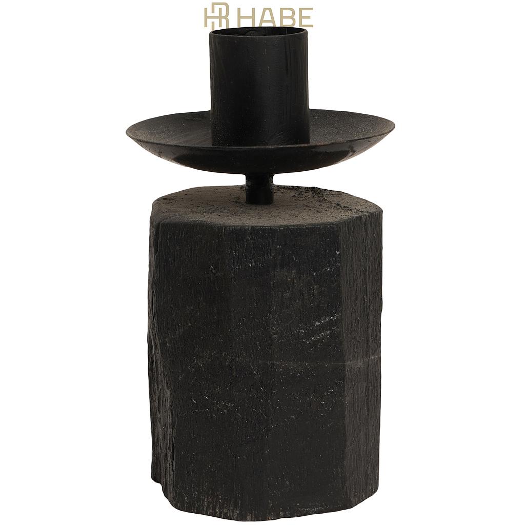 Single Dinner Candle Holder Block Black 