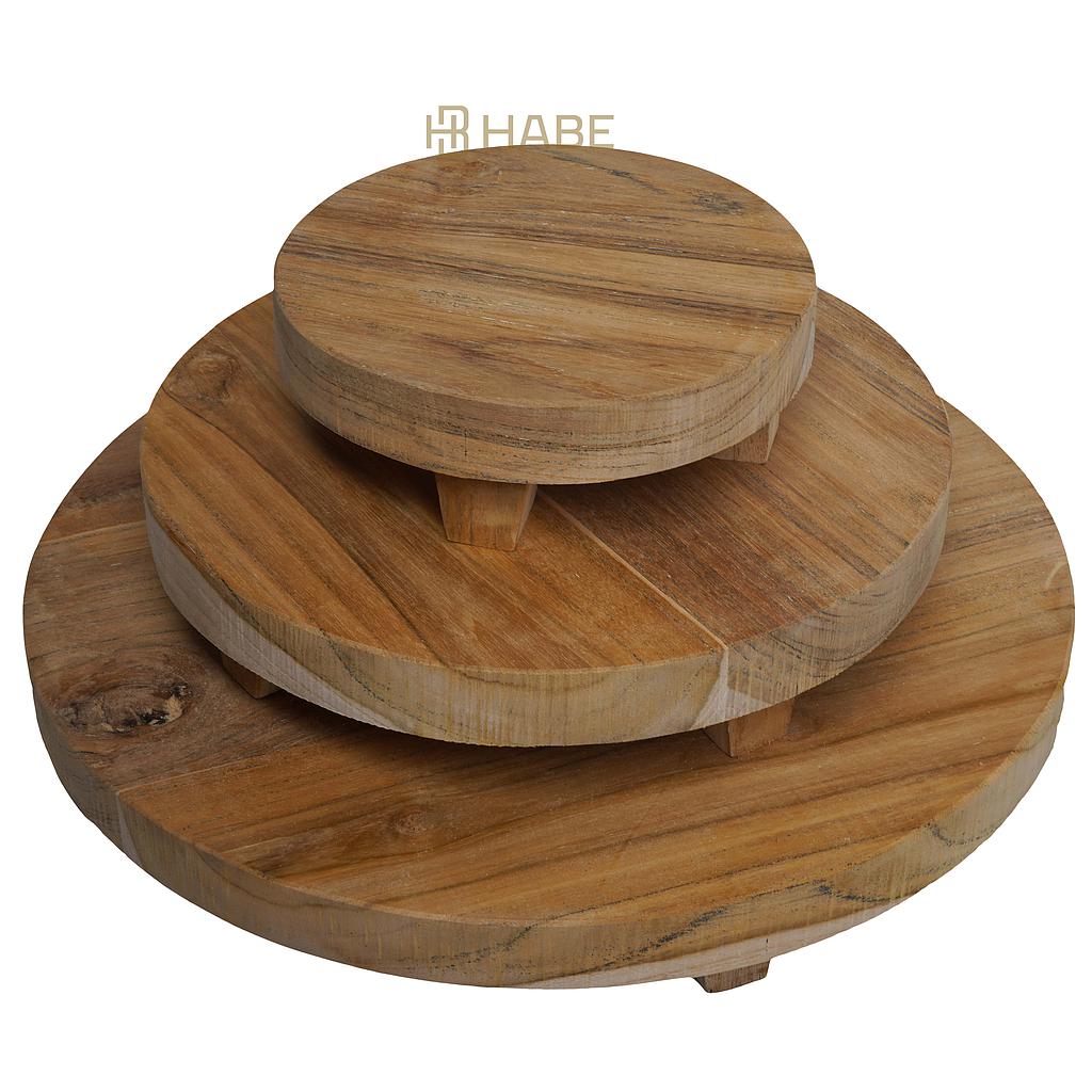 Teak Plate on Feet S 18x18x6 cm Natural