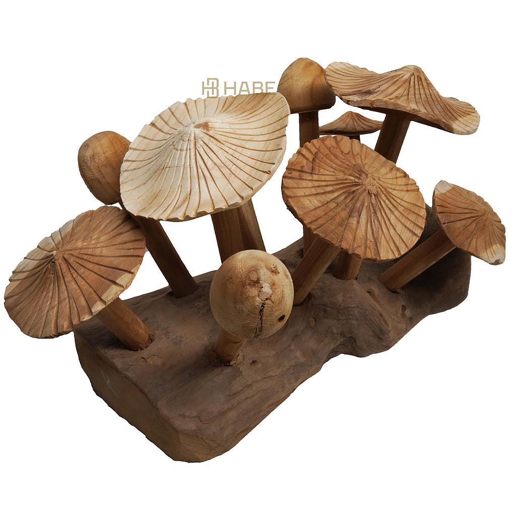 Teak Mushroom Carved 45x25x18 cm Natural