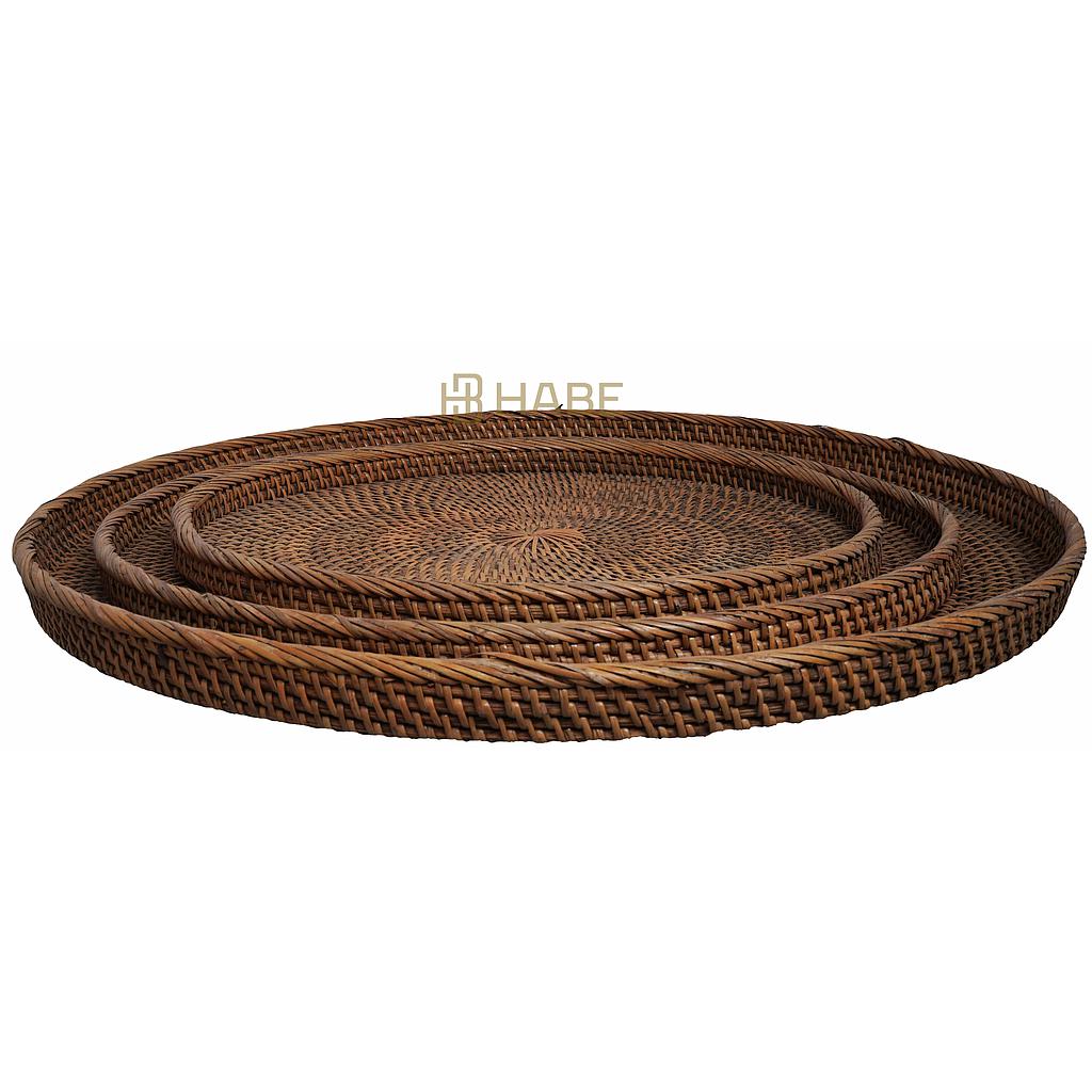 Plate Set 3 Rattan 40/48/58x40/48/58x3/3/4 cm Natural