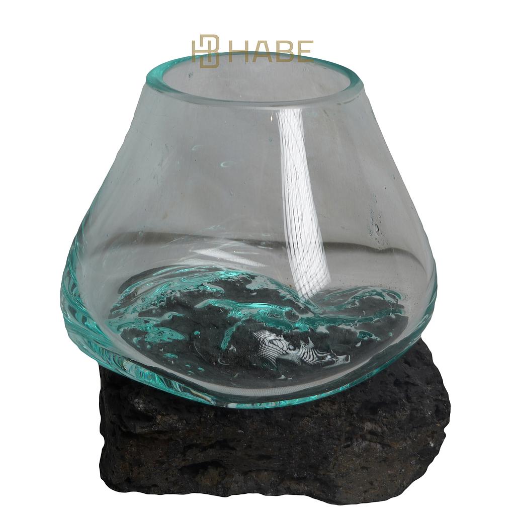 Glass on cement black 15x13x15cm