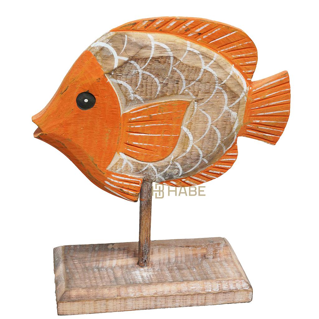 Fish on Stand Wood 18x8x22 cm Mix