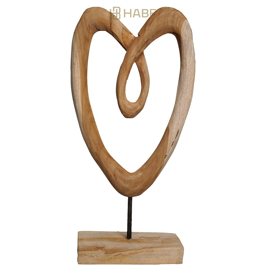 Statue Heart Teak Wood 20x8x40 cm Natural