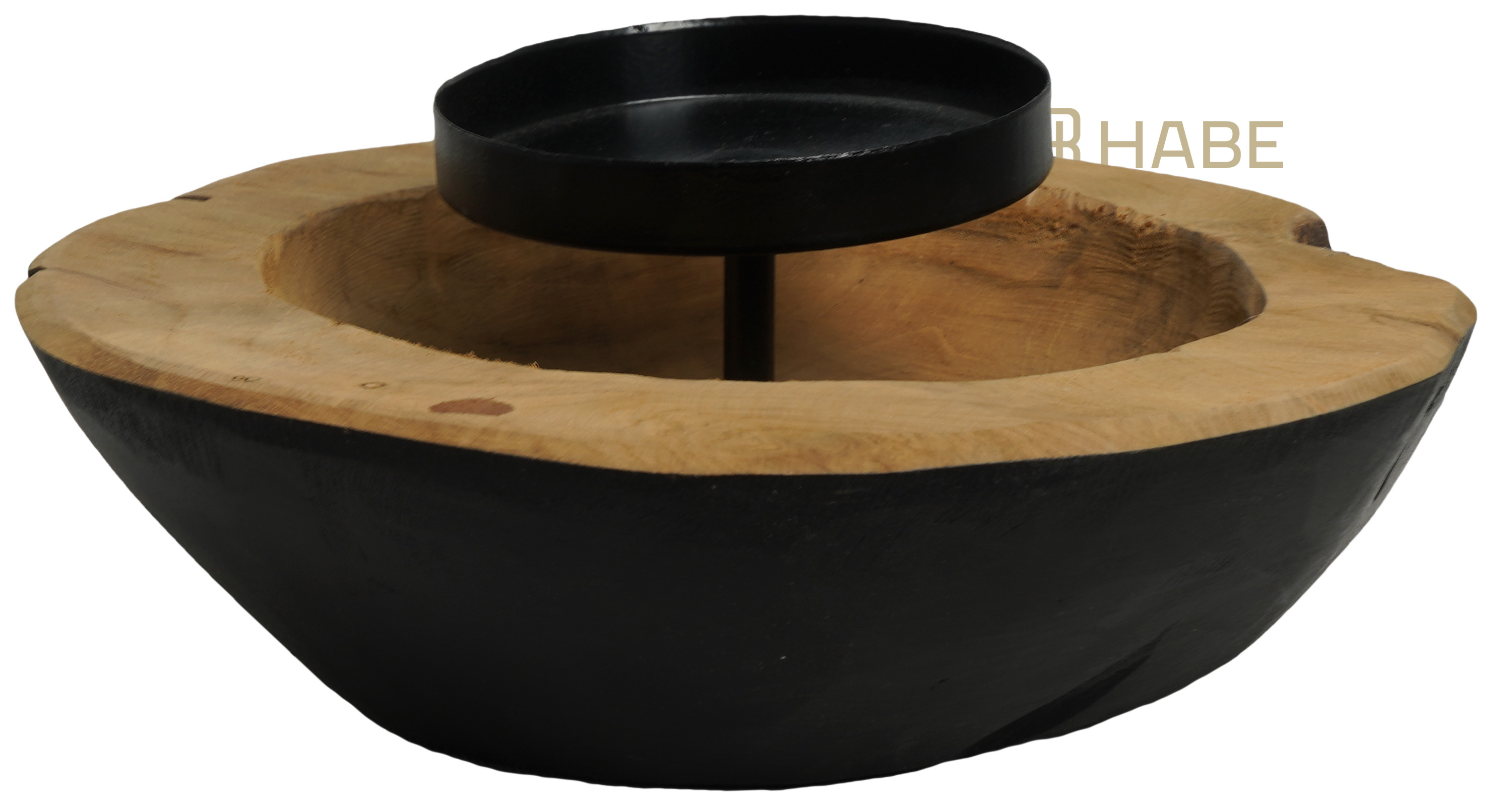 Round bowl with candle holder teak dia 20x8cm