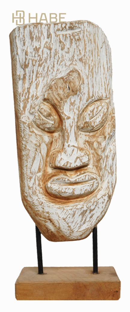 Mask on stand S teak 15x10x38 cm Natural WW