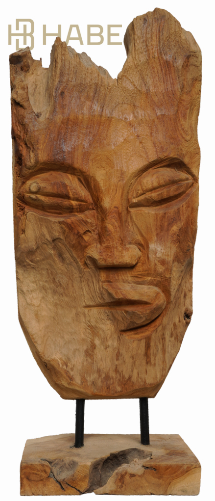 Mask on stand S teak 15x10x38 cm Natural