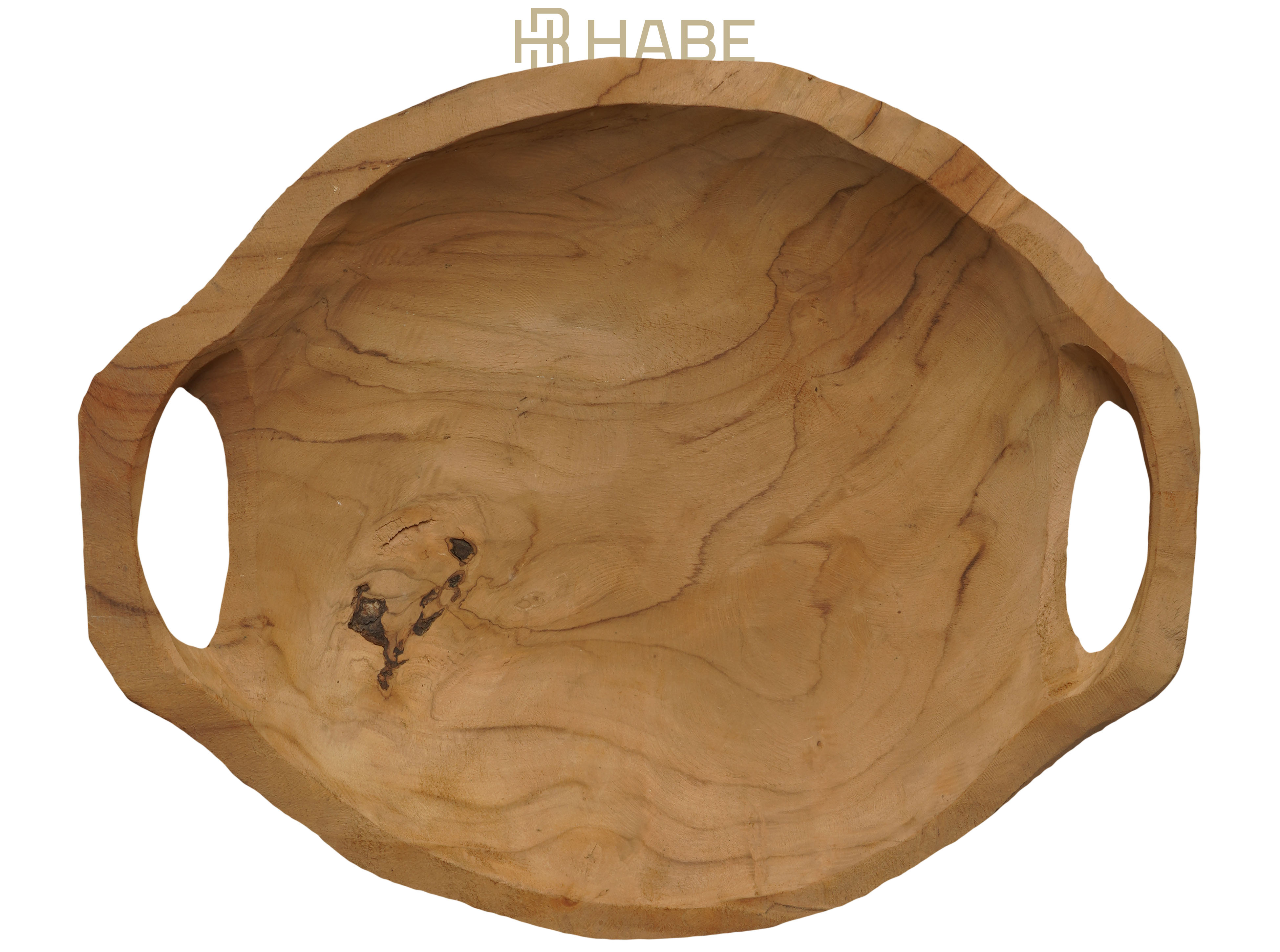 Bowl with handle teak 37x29x8 cm Natural