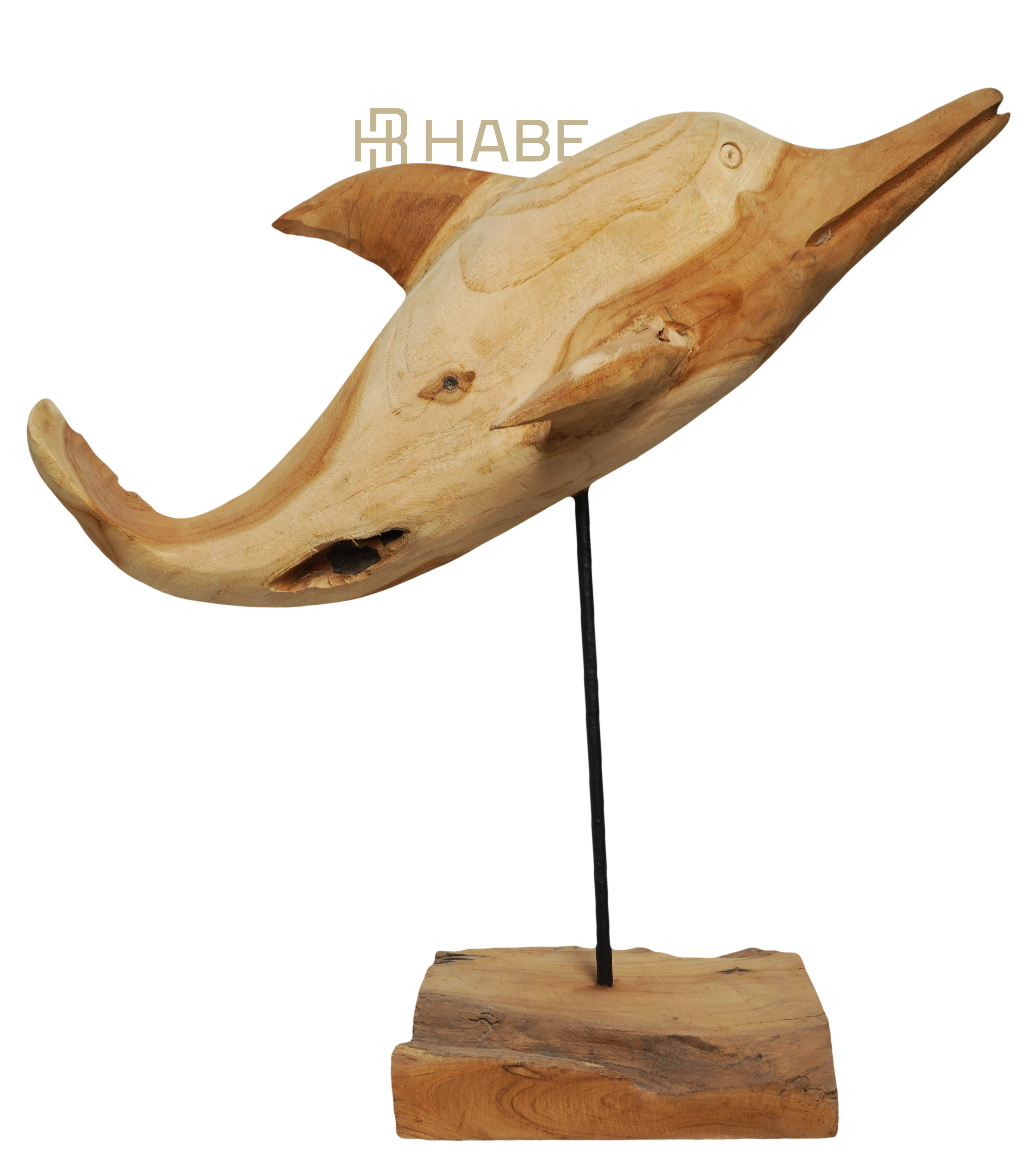 Dolphin erosionwood on stand 52x29x54 cm Natural