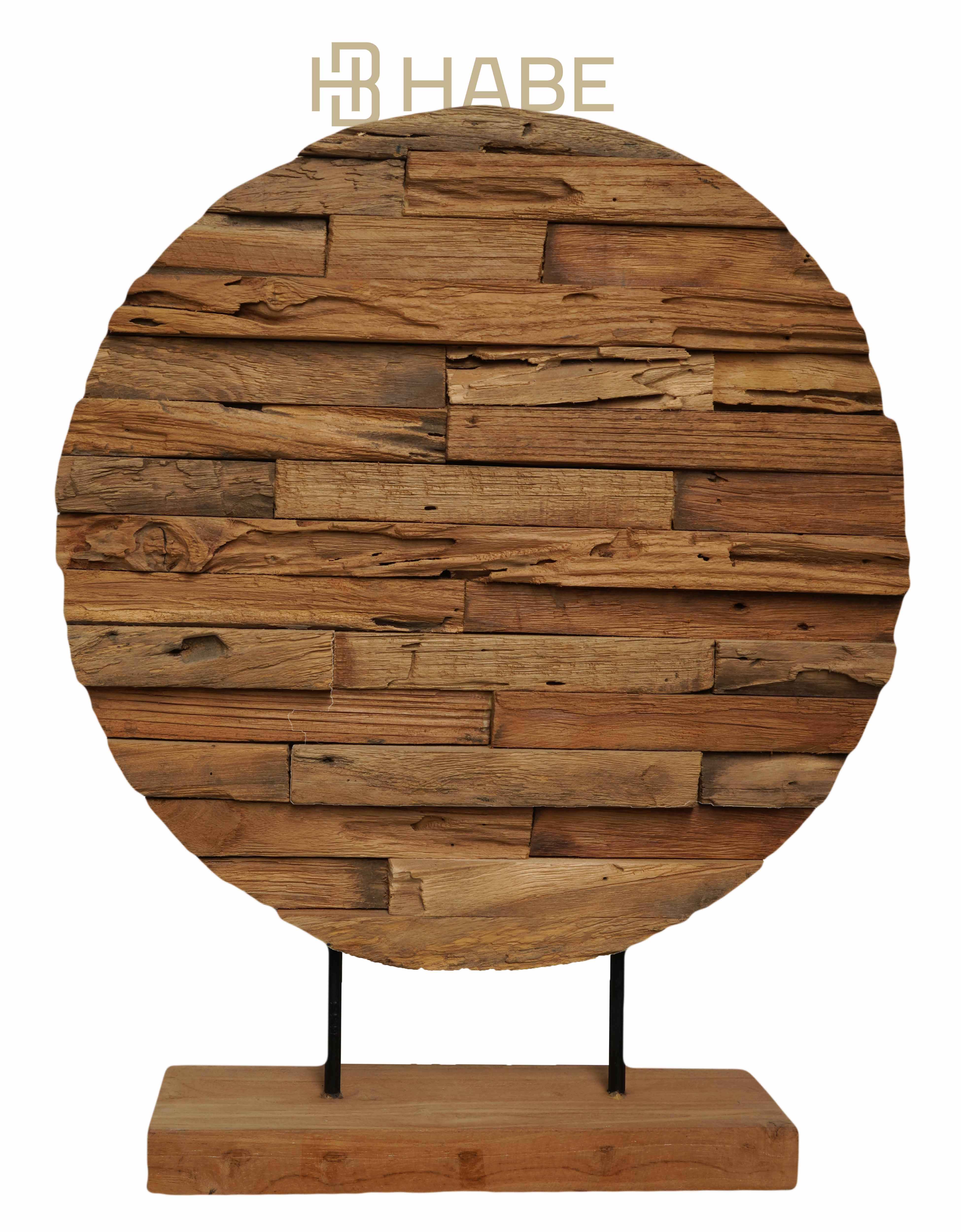Round erosion wood on stand 38x10x48 cm Natural
