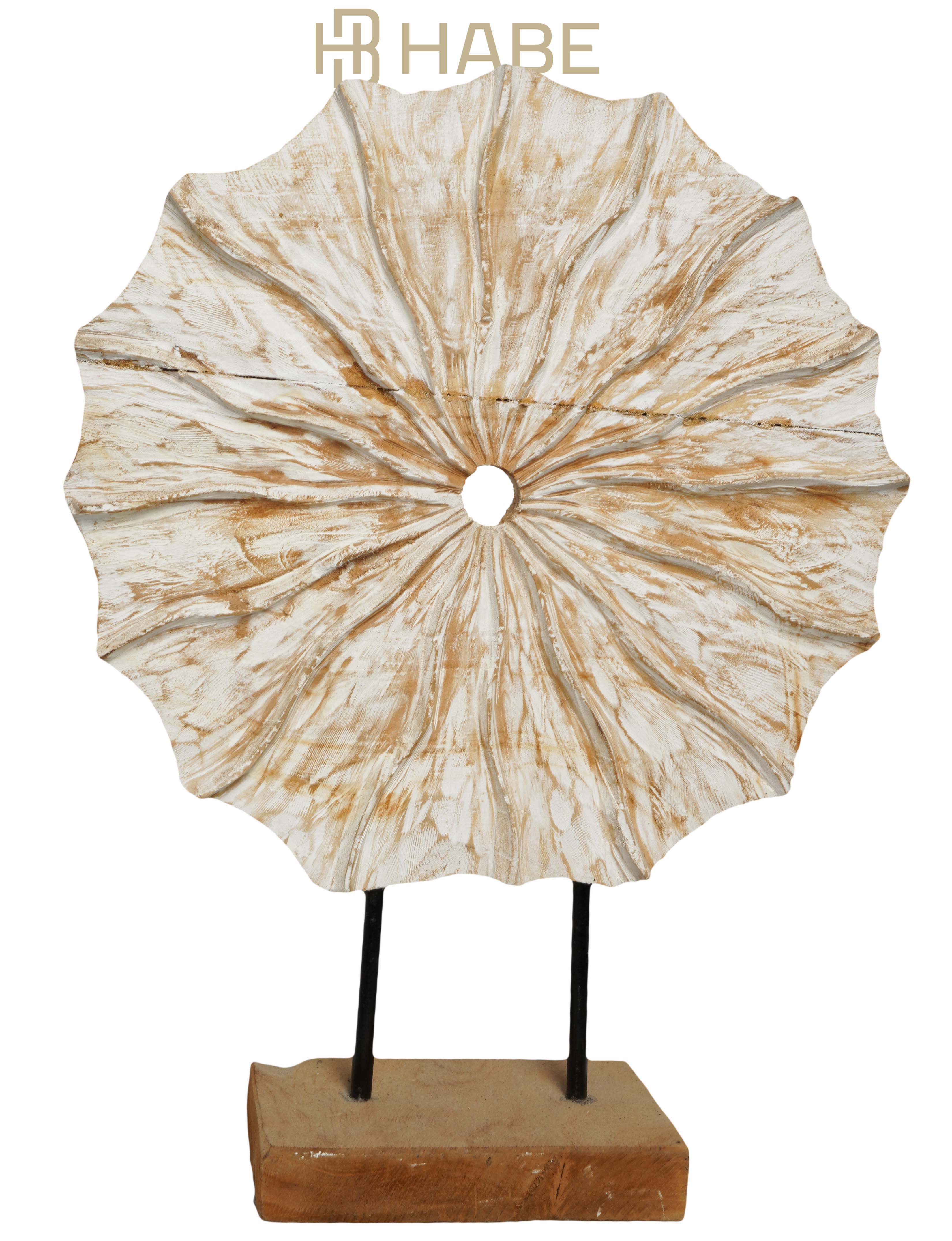 Carved slice on stand S teak 30x9.5x39 cm Natural White Wash