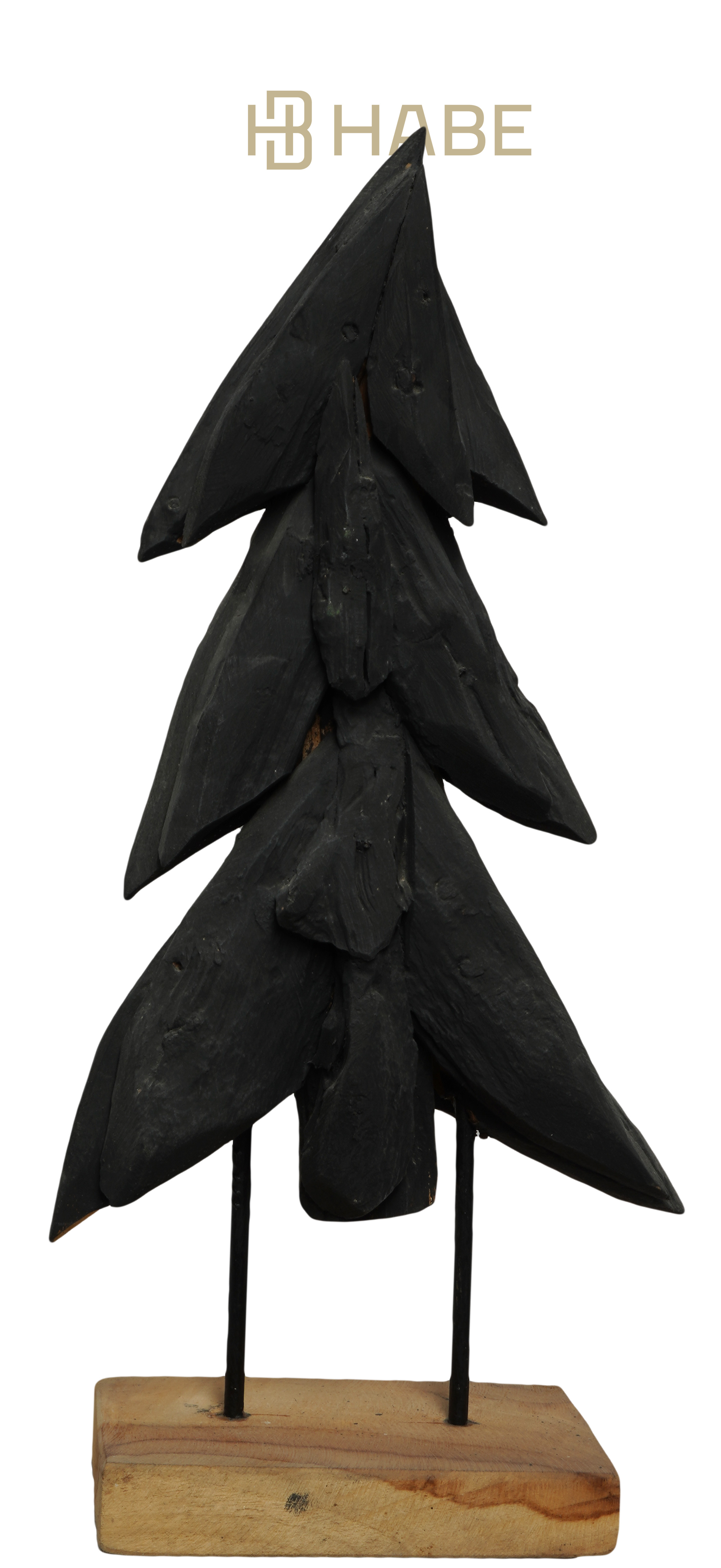 Christmas tree on stand S teak 24x10x48 cm Tree black, Natural base