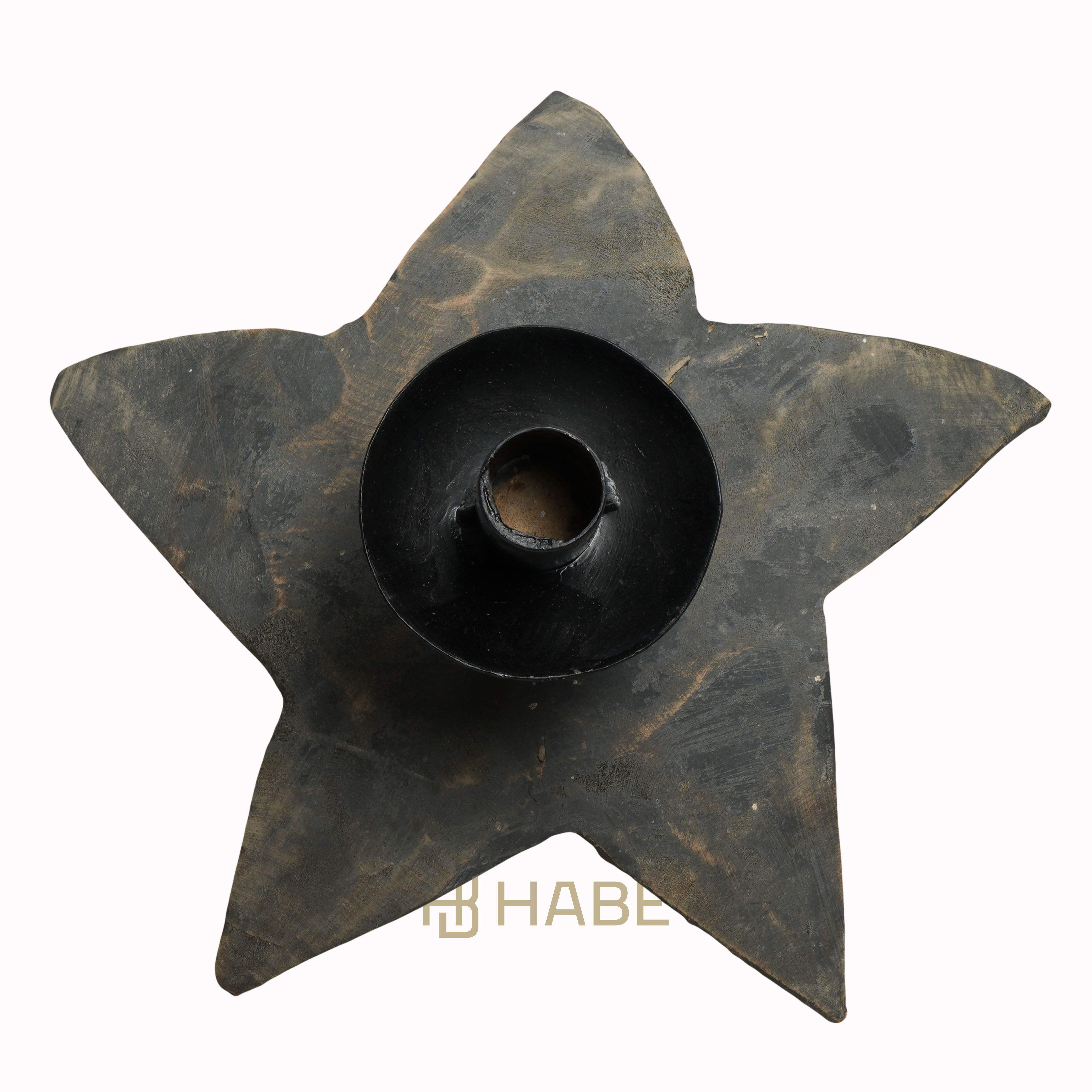 Star with dinner candle holder teak 28x28x12 cm Black Wash 