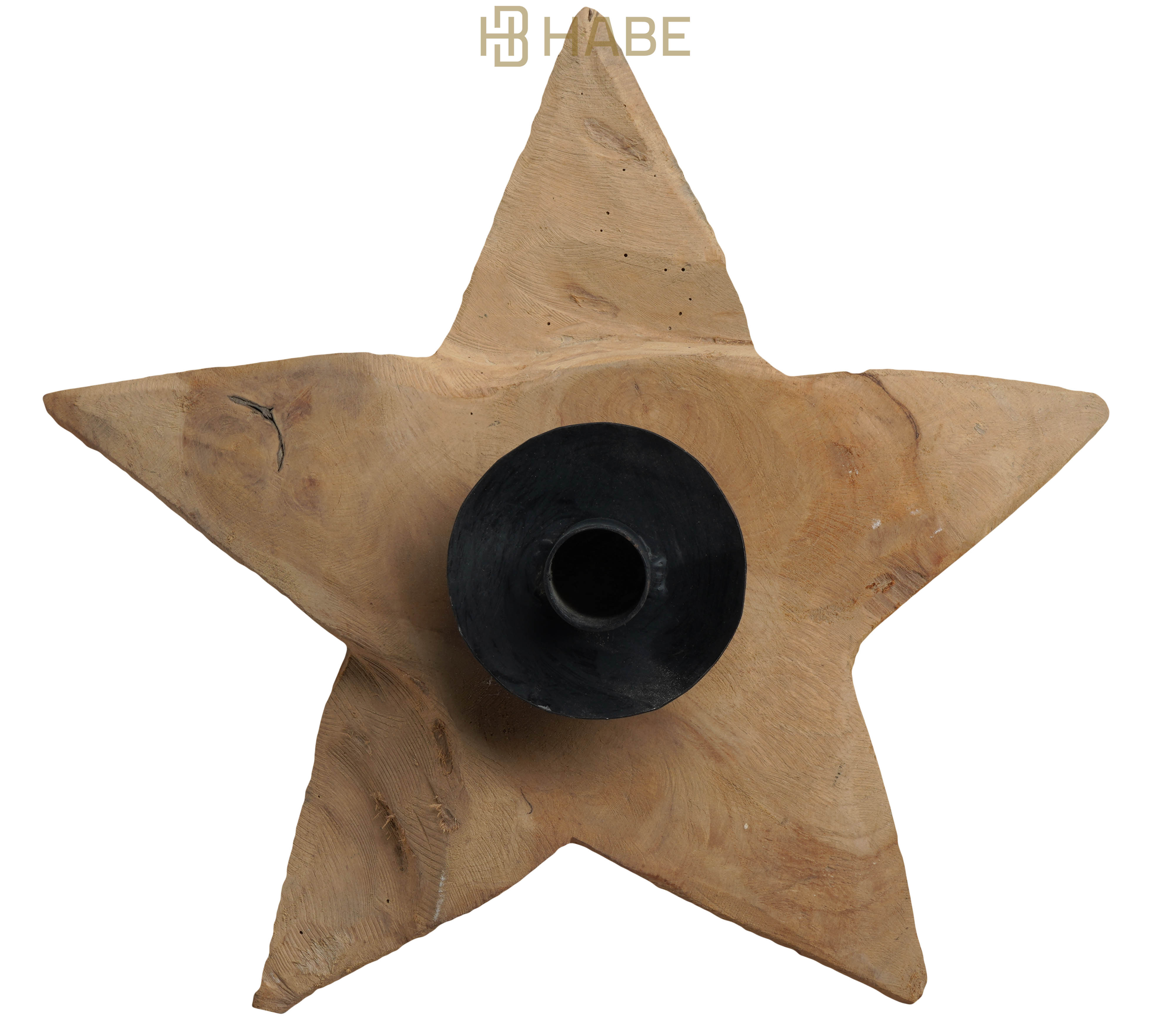Teak Star S with Dinner Candle Holder 18x18x12 cm Natural